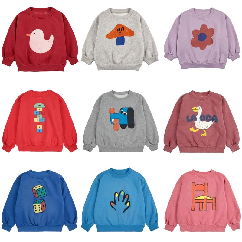 2025 New Children's Spring Autumn Hoodie Cartoon Print Unisex Sweatshirt European Style Top for Boys And Girls