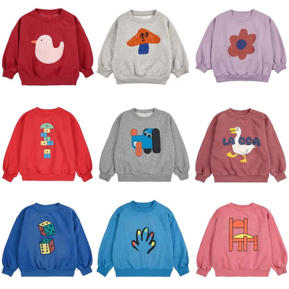 2025 New Children's Spring Autumn Hoodie Cartoon Print Unisex Sweatshirt European Style Top for Boys And Girls