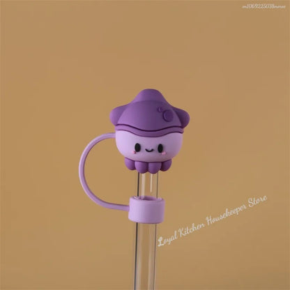 1PC Silicone Sealing Straw Plug Reusable Drinking Dust Cap Cartoon Plugs Tips Cover Suit Kitchen Cup DIY Accessories