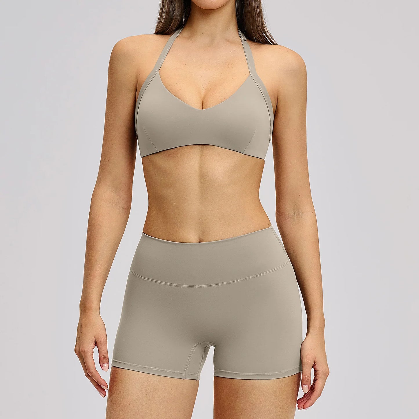 Women's Yoga Suit Breathable Quick-drying Gym Push Up Sports Set Shockproof Bra Hip Litting Leggings Shorts 2-piece Sports Set