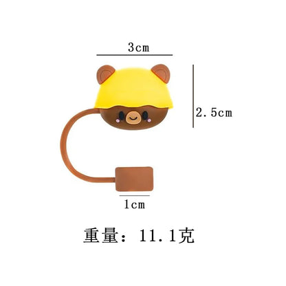 1PC Silicone Sealing Straw Plug Reusable Drinking Dust Cap Cartoon Plugs Tips Cover Suit Kitchen Cup DIY Accessories