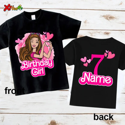 6th Birthday Girl Shirt Matching Outfits T Shirts Party Kids Shirts Dolls Girls Clothes Shirts 7th Birthday Custom Name T Shirt