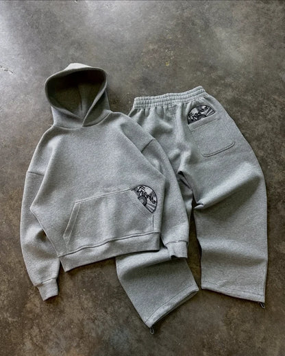 Street wear punk hip hop men suit Y2K new American gothic Harajuku embroidery design jumper oversized casual loose sports suit