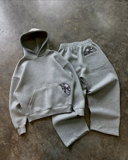 Street wear punk hip hop men suit Y2K new American gothic Harajuku embroidery design jumper oversized casual loose sports suit