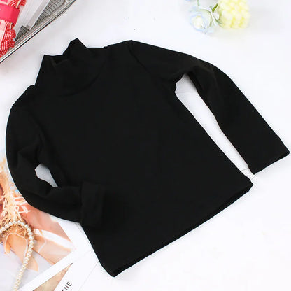 Autumn Winter Children's Soft Long Sleeve Basic Shirts Baby Kids Clothes New Girls Top Tees Boys Turtleneck T-shirt
