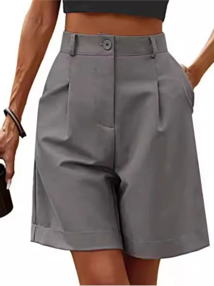 Summer Thin High-waisted Loose Slimming Straight Casual Breathable Wide-leg Five-point Pants Women's Street Trend Shorts
