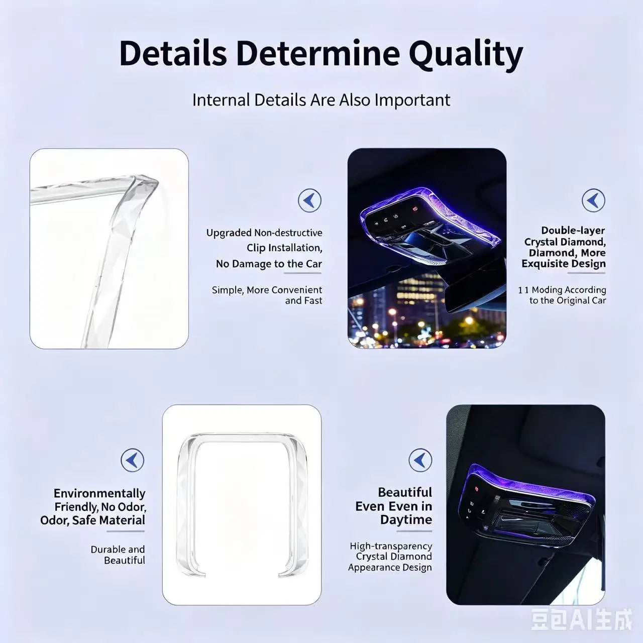 Crystal Reading Light Frame For Mercedes C GLC E Class W206 X254 W214 Interior Sticker