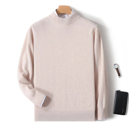 Autumn And Winter New 100% Pure Wool Men's Round Neck Thick Sweater Loose Knit Bottoming Shirt Cashmere Top