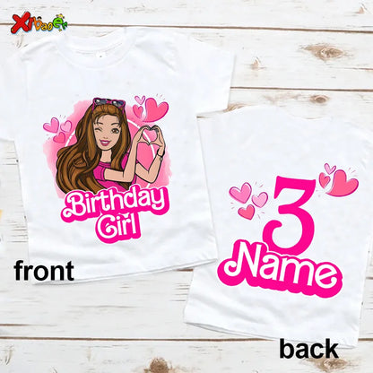 6th Birthday Girl Shirt Matching Outfits T Shirts Party Kids Shirts Dolls Girls Clothes Shirts 7th Birthday Custom Name T Shirt