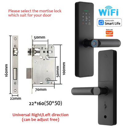 Tuya Wifi Fingerprint Smart Door Lock Digital Electronic Lock Remote Unlock Keyless Security Anti-theft Smart Home Hotel Office