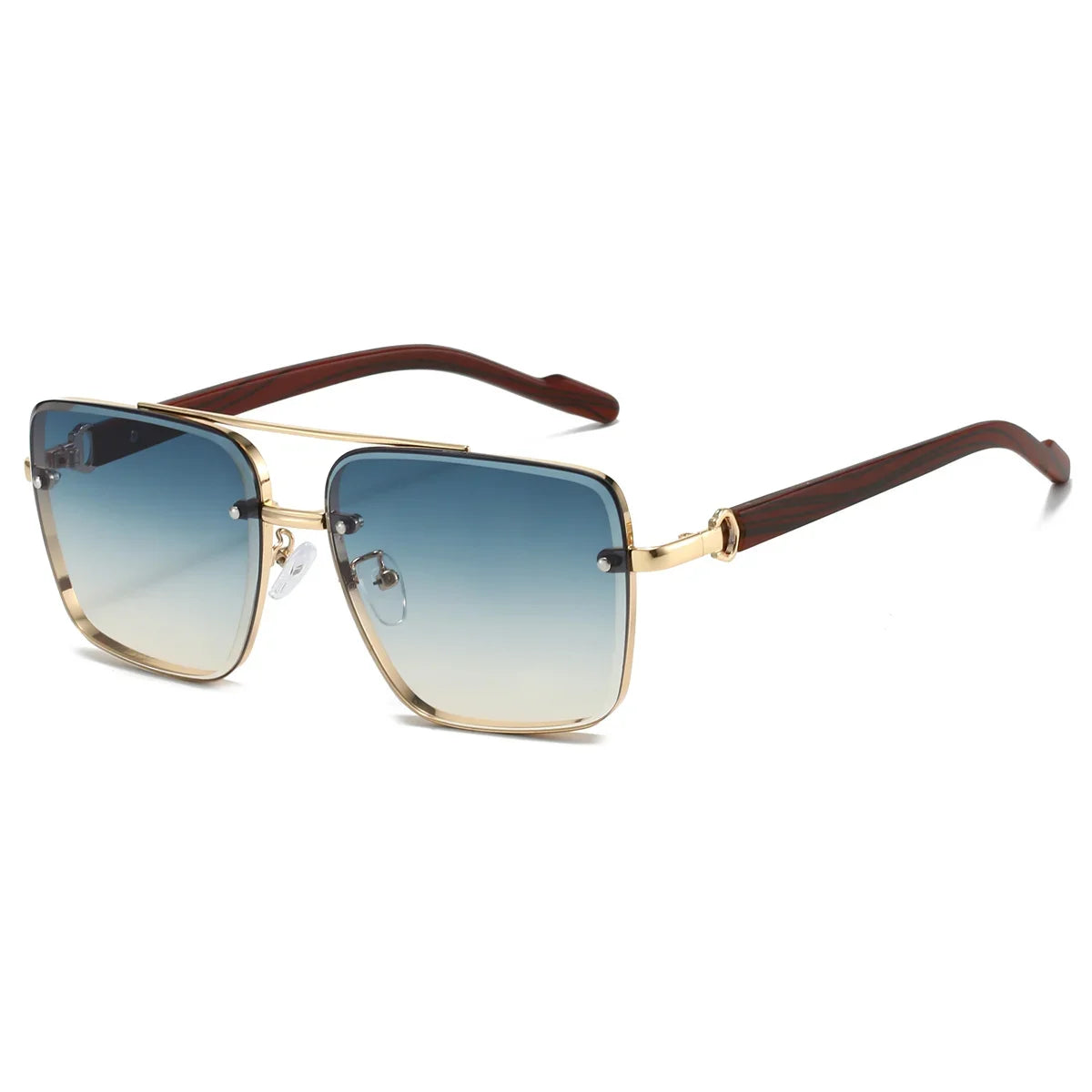 Fashion Retro Square Metal Shades Women's Original Brand Design Driving Sunglasses New Double Bridge Pilot Sun Glasses