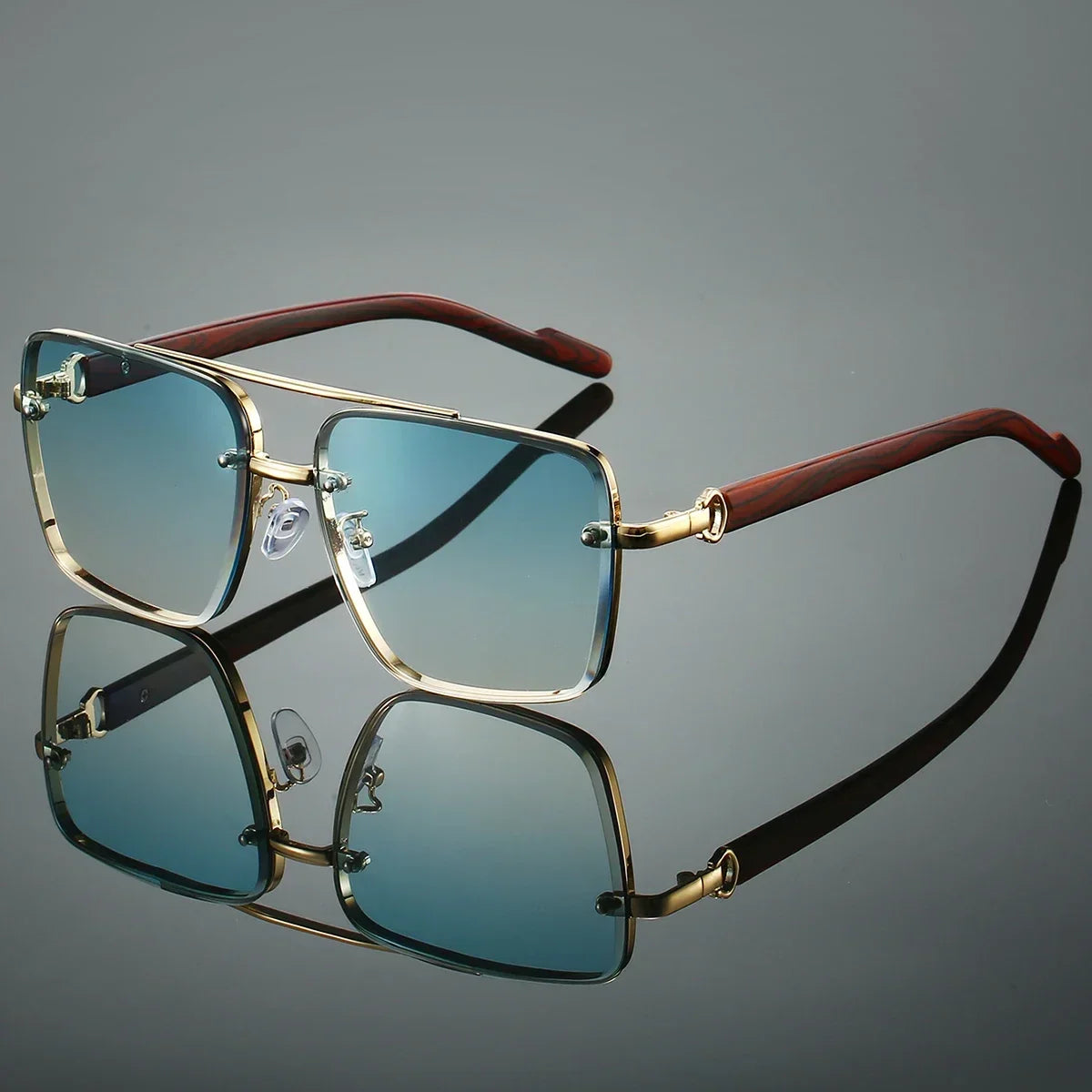 Fashion Retro Square Metal Shades Women's Original Brand Design Driving Sunglasses New Double Bridge Pilot Sun Glasses
