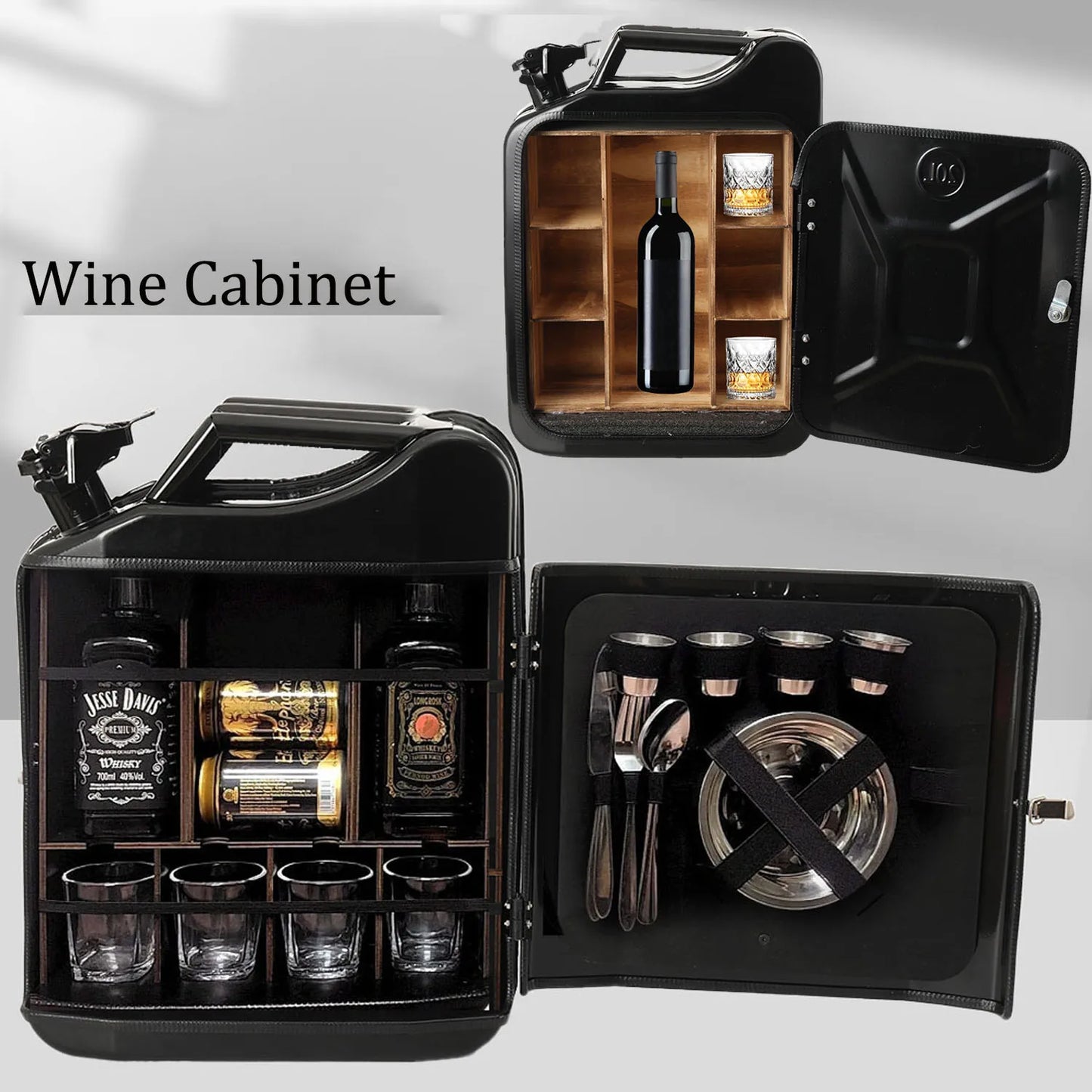 Mini Wine Cabinet Christmas Gift Can Bar Men's Gifts Creative Wine Storage Box Dispenser, Jerry Can Mini Whiskey Bar