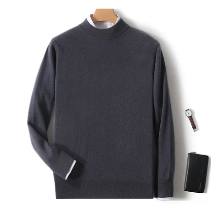 Autumn And Winter New 100% Pure Wool Men's Round Neck Thick Sweater Loose Knit Bottoming Shirt Cashmere Top