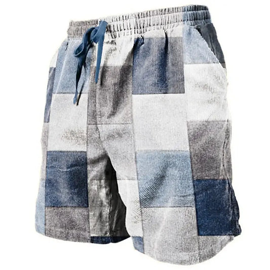 Vintage Patchwork Plaid Print Casual Shorts Retro Streetwear Style For Daily Wear And Summer Casual Outings With Comfortable Fit