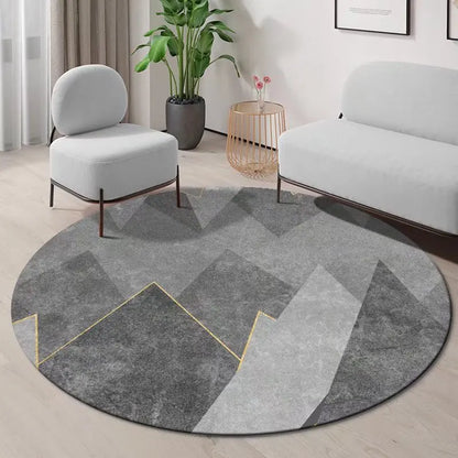 Geometric Round Carpet Non-slip Living Room Decoration Home Abstract Style Rug Washable Bedroom Mat for Children Soft Rugs