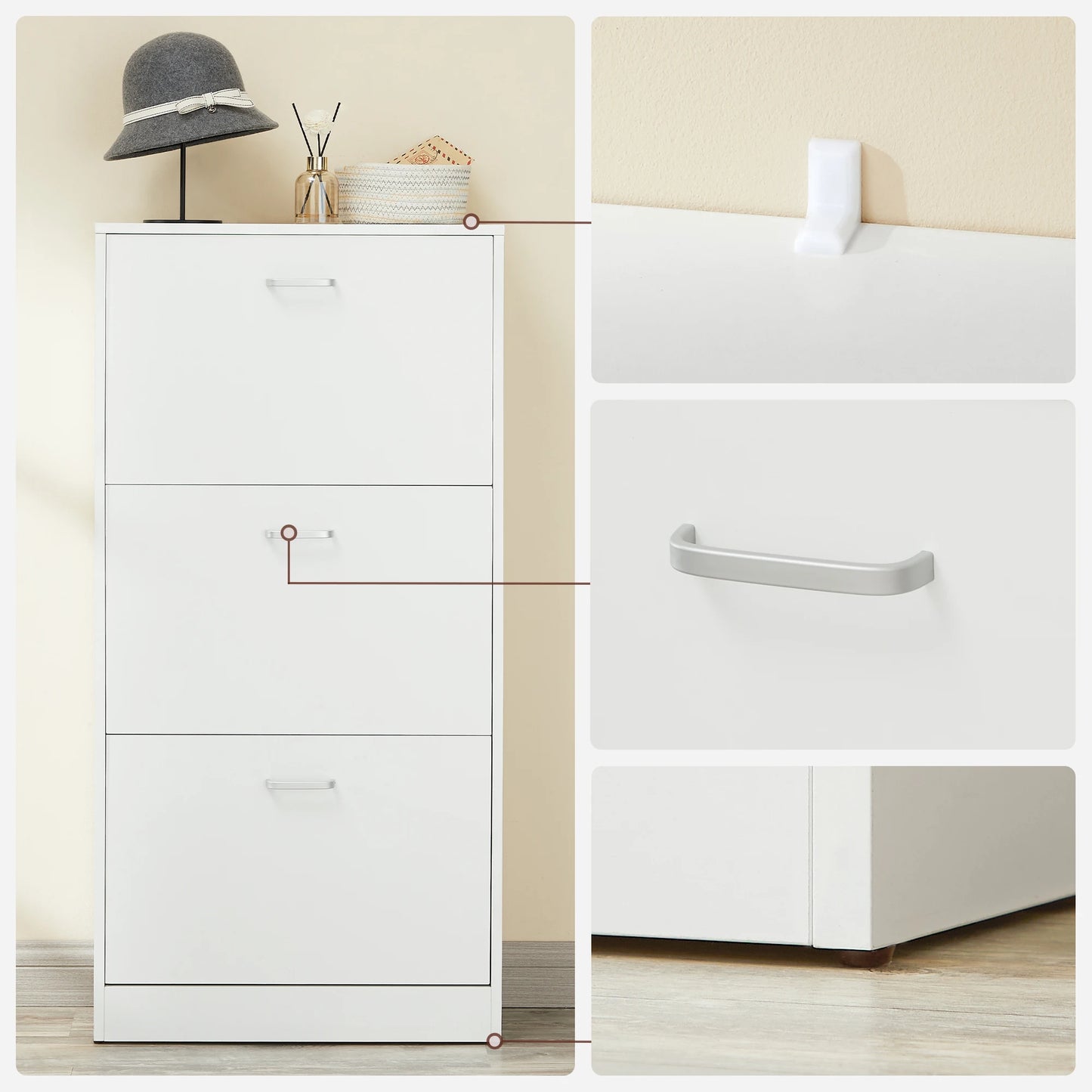 3 flapper shoe rack Shoe Trucks 3-Compartments living room Shoe chest of drawers