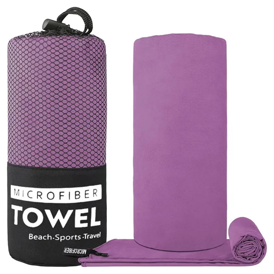 Soft Solid Color Microfiber Towels Quick-Drying Fitness Swimming Pool Lightweight Travel Outdoor Sports Towel Sets