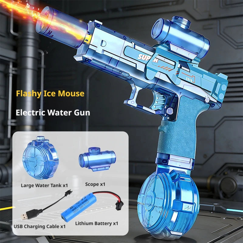 2026 Energy Gathering Ring Electric Water Gun Led Emitting Automatic Continuous Water Squirt Gun Summer Outdoor