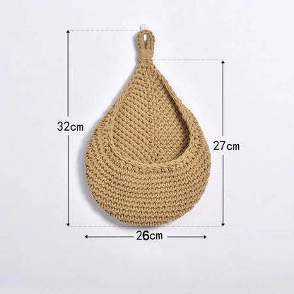 Wall-mounted Vegetable Basket Fruit Sundry Basket Natural Wicker Weave Storage Basket Kitchen Storage Home Decoration Organizer