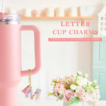 Letter Charm Accessories for Stanley Cup 1 PCS Cute Initial Keychain Handle Charm for Stanley Tumbler for Women Girls