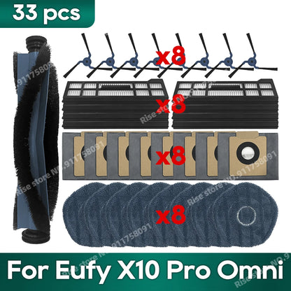 Accessories fit for Eufy X10 Pro Omni Robot Vacuum Dust Bag Hepa Filter Roller Side Brush Mop Cloth