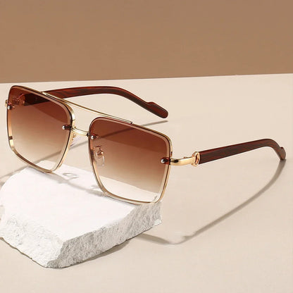 Fashion Retro Square Metal Shades Women's Original Brand Design Driving Sunglasses New Double Bridge Pilot Sun Glasses