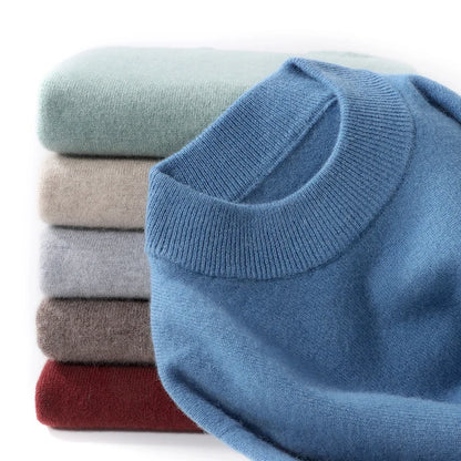 Autumn And Winter New 100% Pure Wool Men's Round Neck Thick Sweater Loose Knit Bottoming Shirt Cashmere Top