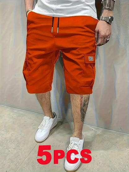 5-Pack Men's Work Shorts with Multi-Pocket Design, Durable Fabric, Stylish and Versatile