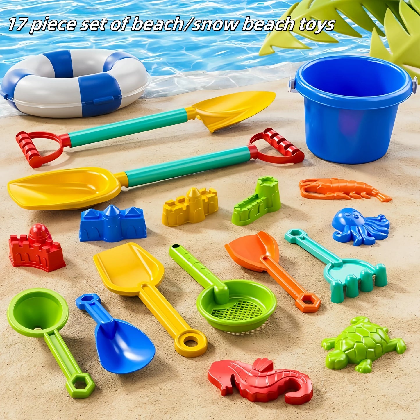 Children's beach toy set for boys and girls to play with sand, snow, water, outdoor gardening, digging soil, digging beach bucke