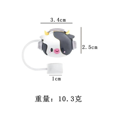 1PC Silicone Sealing Straw Plug Reusable Drinking Dust Cap Cartoon Plugs Tips Cover Suit Kitchen Cup DIY Accessories