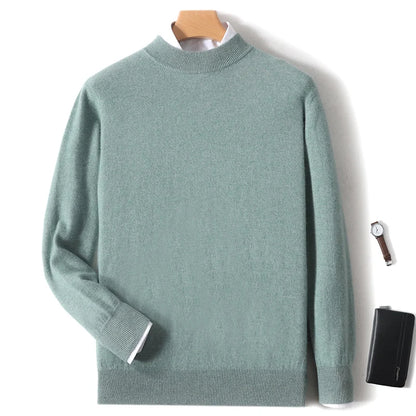 Autumn And Winter New 100% Pure Wool Men's Round Neck Thick Sweater Loose Knit Bottoming Shirt Cashmere Top