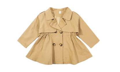 England Style Spring Autumn Cotton Girl Toddler Trench kids Windbreaker Fashion Little Girl Double Breasted Jacket Outfits