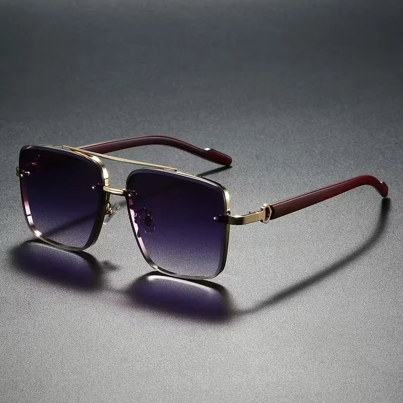 Fashion Retro Square Metal Shades Men or Women's Original Brand Design Driving Sunglasses New Double Bridge Pilot Sun Glasses