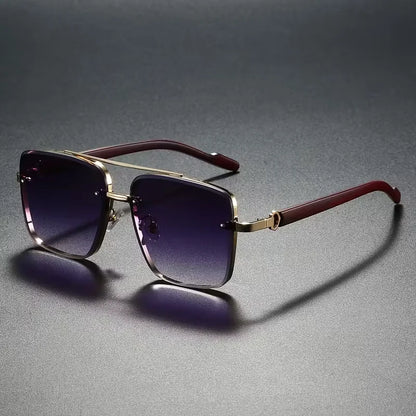 Fashion Retro Square Metal Shades Men or Women's Original Brand Design Driving Sunglasses New Double Bridge Pilot Sun Glasses