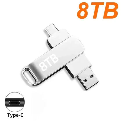 16TB USB 3.2 Flash Drive Metal High-Speed Pen Drive 8TB 4TB Waterproof Type-C USB Pen Drive For Computer Storage Devices