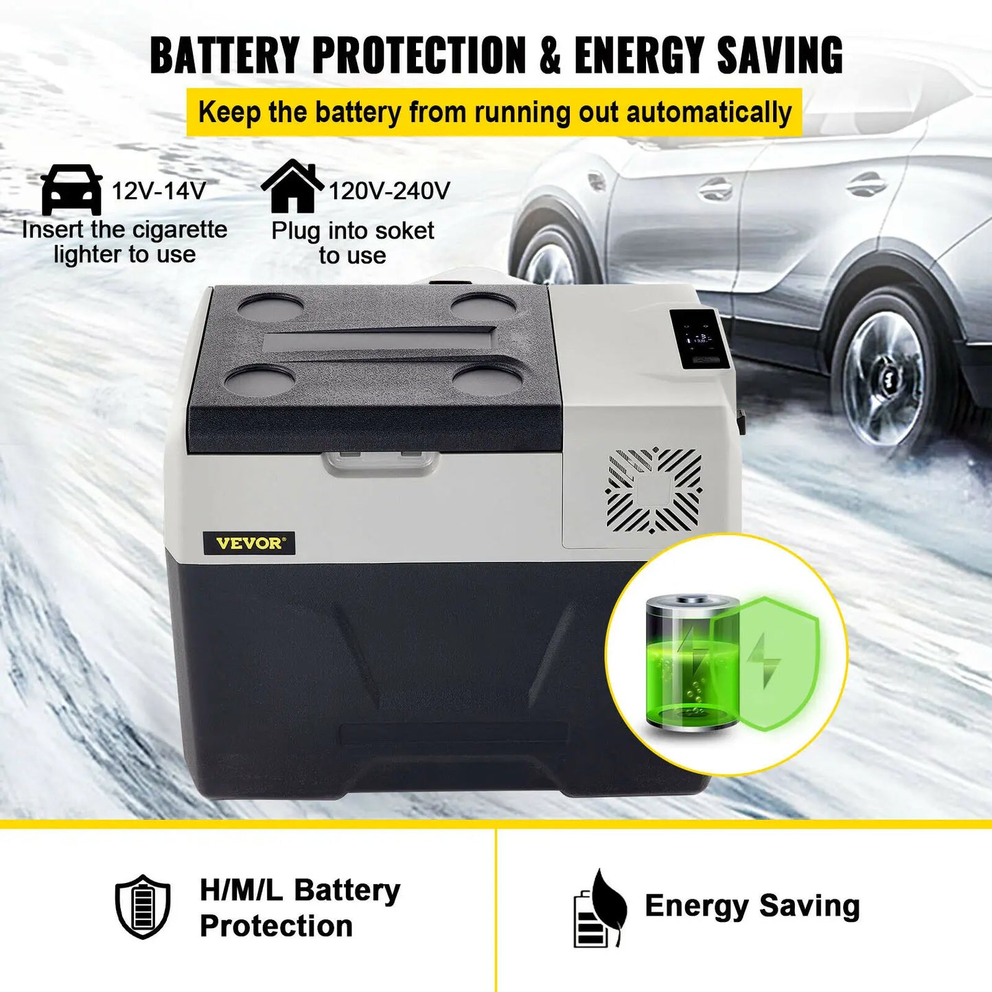 SucceBuy 30L 40L 50L Mini Car Refrigerator Small Fridge Freezer Portable Compressor Cooler 220V for Driving Camping Picnic