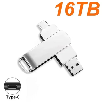 16TB USB 3.2 Flash Drive Metal High-Speed Pen Drive 8TB 4TB Waterproof Type-C USB Pen Drive For Computer Storage Devices