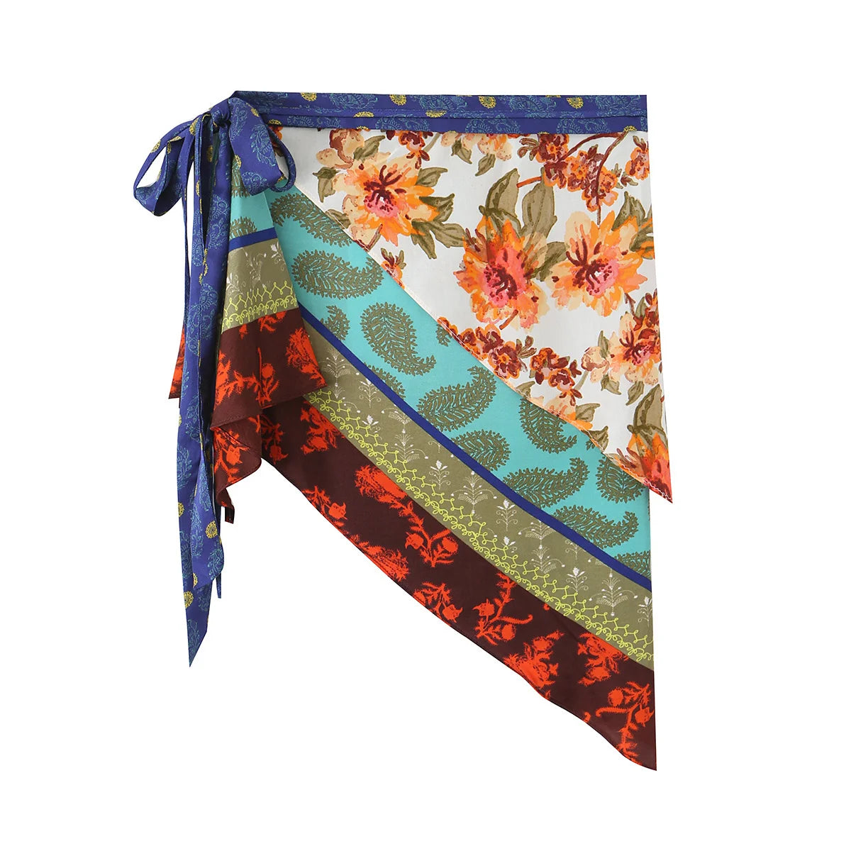 HH Y2K Floral Print Sarong Wrap Women's Asymmetric Bow Decorated Tie Waist Beach Wrap Sexy Summer Vacation & Festival Outfit