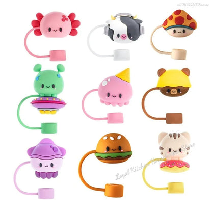 1PC Silicone Sealing Straw Plug Reusable Drinking Dust Cap Cartoon Plugs Tips Cover Suit Kitchen Cup DIY Accessories