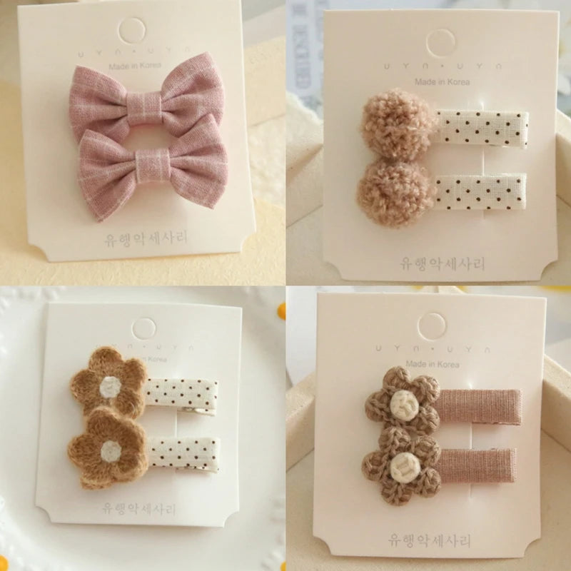 Children's Hair Clips, Handmade Headwear, Baby Hair Accessories, Full coverage fabric hair Clip Bows for Girls