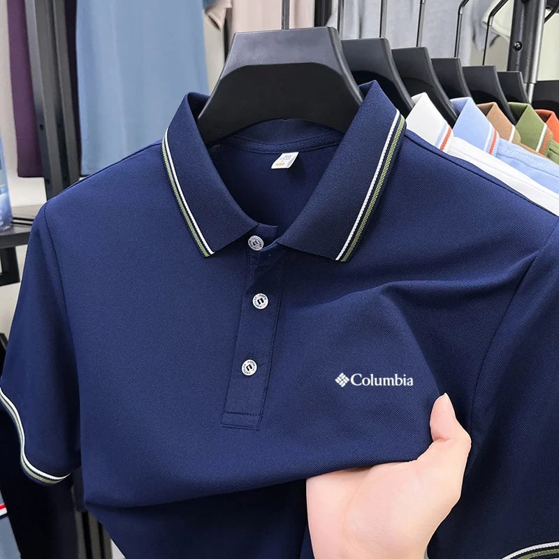 Summer men's new lapel short sleeved polo shirt high-end design brand letter printed casual comfortable T-shirt top