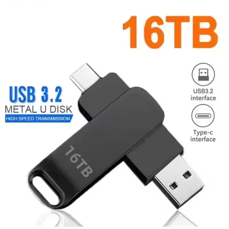NEW 16TB USB 3.2 Flash Drives High Speed Transfer Metal Pendrive Memory Card Pendrive Flash Disk Memoria Waterproof Stick 2026