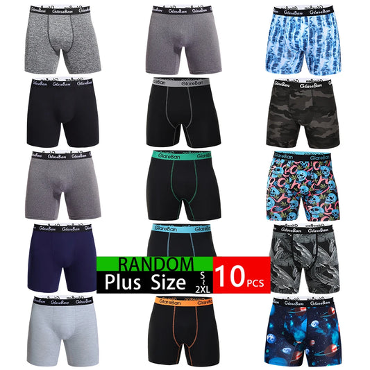 10pc Set Mid-Long Random Boxer Shorts Men Underwear Male Underpants for Men Boxershorts Slips Soft Panties Brand Briefs