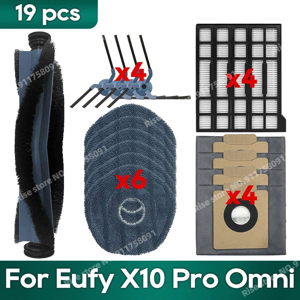 Accessories fit for Eufy X10 Pro Omni Robot Vacuum Dust Bag Hepa Filter Roller Side Brush Mop Cloth