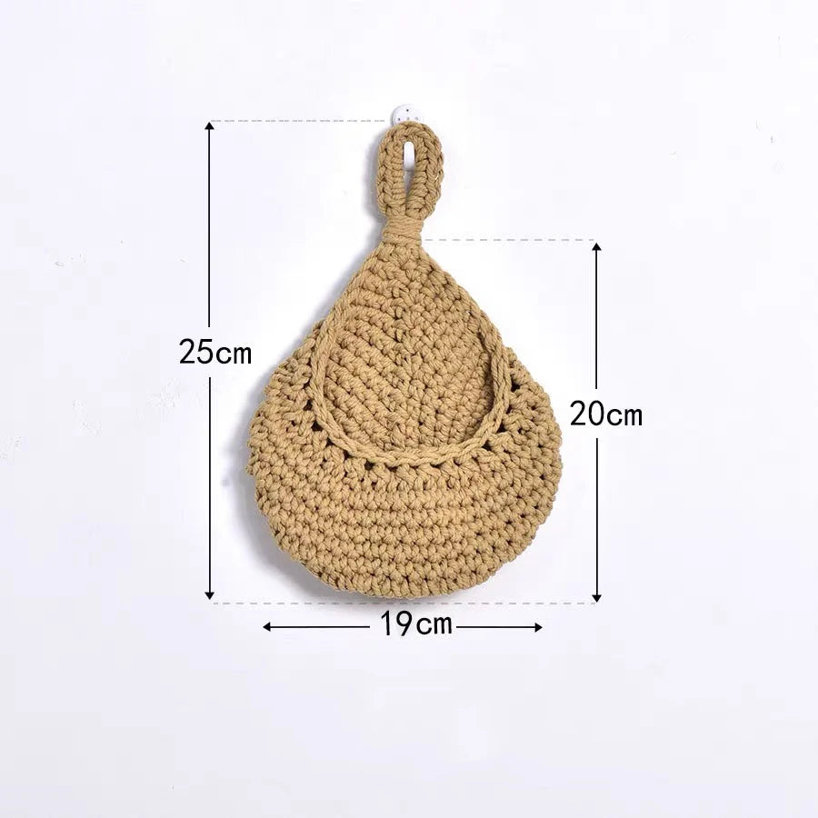 Wall-mounted Vegetable Basket Fruit Sundry Basket Natural Wicker Weave Storage Basket Kitchen Storage Home Decoration Organizer