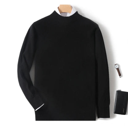 Autumn And Winter New 100% Pure Wool Men's Round Neck Thick Sweater Loose Knit Bottoming Shirt Cashmere Top