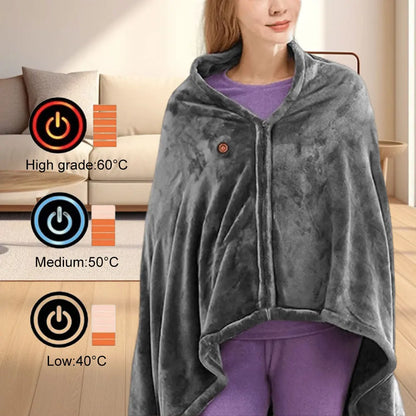 USB Electric Heated Blanket 3 Heating Levels Fleece Heated Blanket Portable Heating Lap Blanket for Household and Office