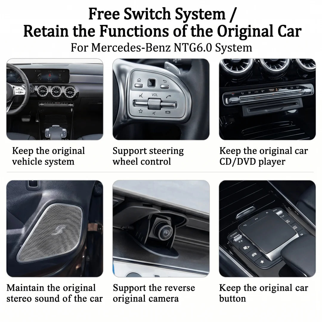 10.25/ 12.3inch Dual Touch Screen Wireless CarPlay for Mercedes Benz A B C E GLA GLB GLC GLE GLS CLA MBUX NTG6.0 BT Head Unit
