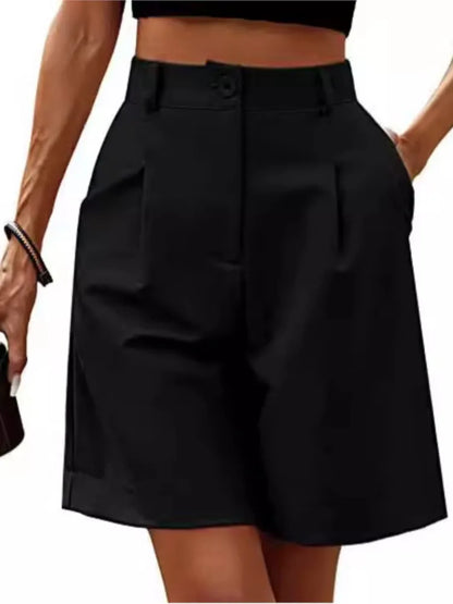 Summer Thin High-waisted Loose Slimming Straight Casual Breathable Wide-leg Five-point Pants Women's Street Trend Shorts